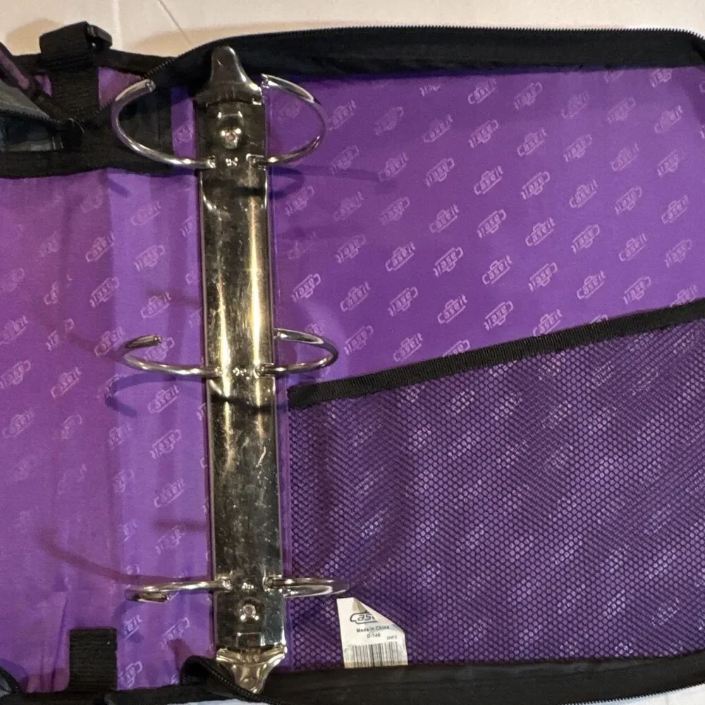 Case-it D-146 Zippered 3-Ring Binder w/ Handle, A4, Purple/Gray/Black